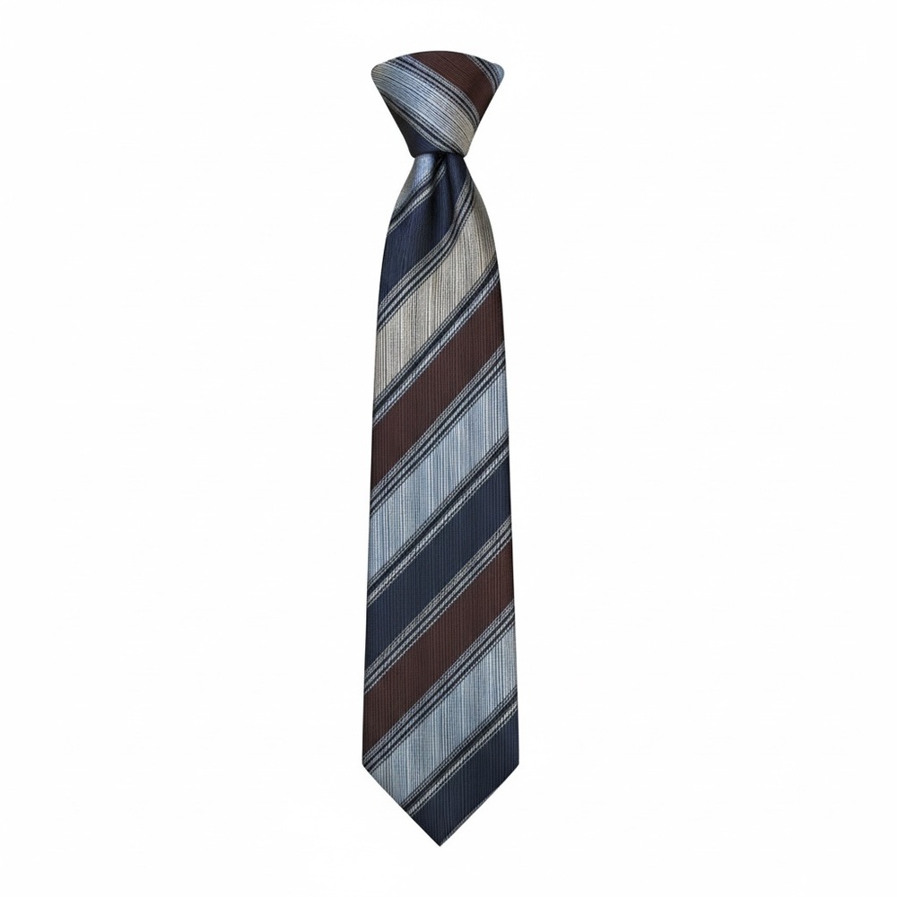 Zegna Silk Tie Blue Brown Striped Classic Business Made in Italy